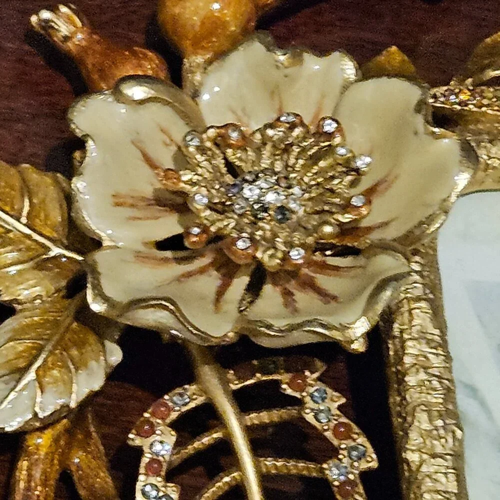 RARE EXQUISITE JAY STRONGWATER GOLD BEE WILD FLOWER FLORAL ENAMEL CRYSTAL FRAME